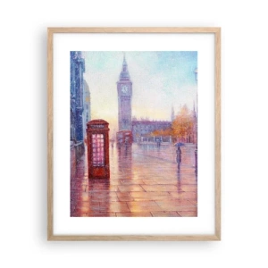 Poszter világos tölgy keretben -  Őszi nap Londonban - 40x50 cm