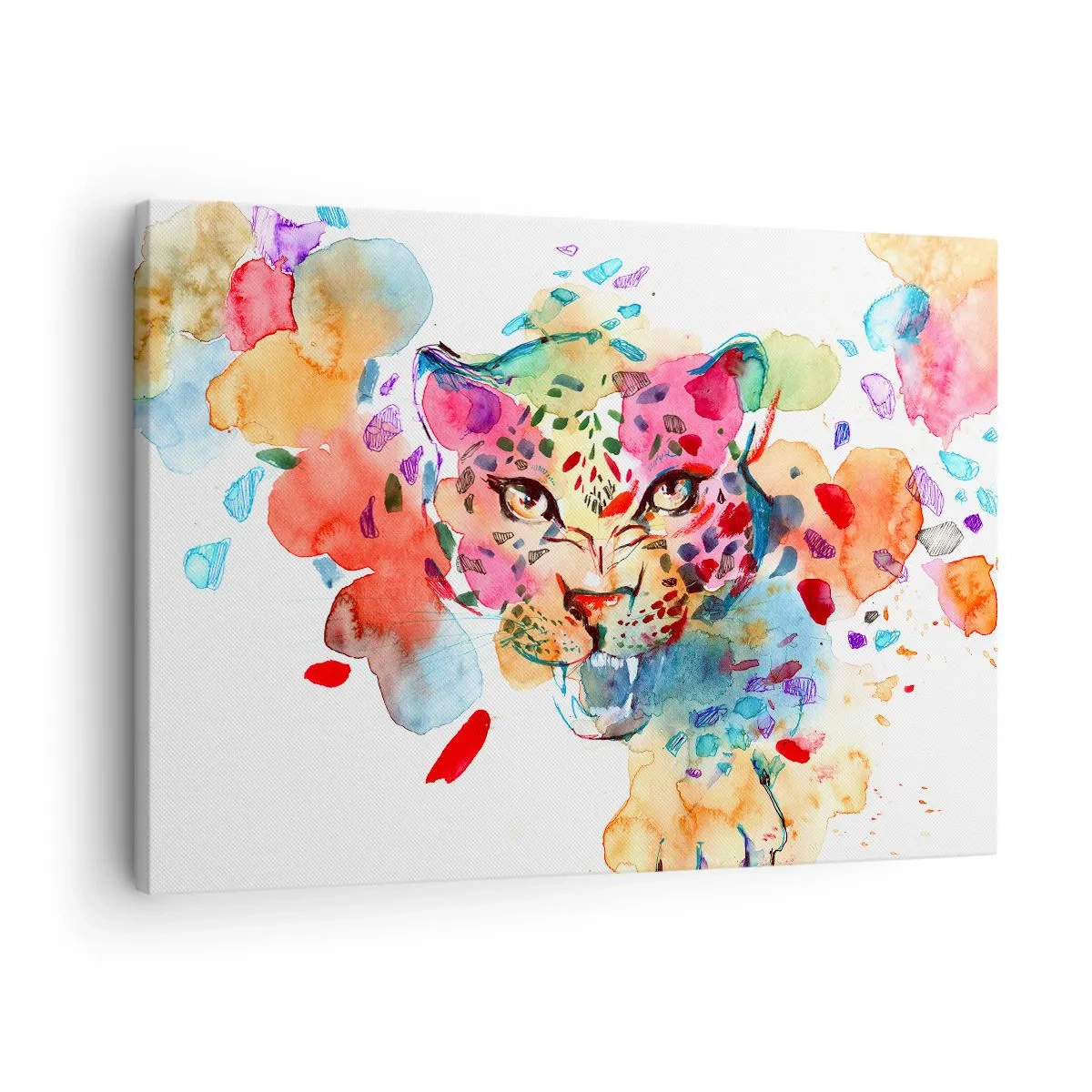 Vászonkép - Egy leopárd absztrakt portréja intenzív színekben - 70x50cm - Szépség és a szörny - Modern fali dekoráció nappalihoz és hálószobához ARTTOR