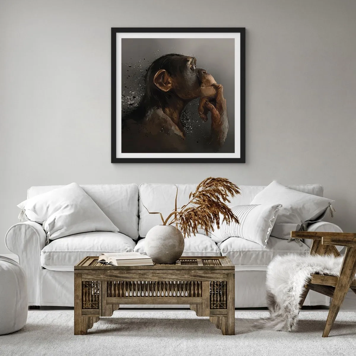 Poszter fehér keretben - Biztosan gondolkodó - 40x40 cm