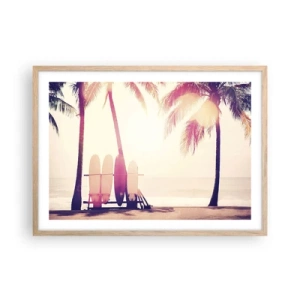 Poszter világos tölgy keretben - Ez  remek nap lesz  - 70x50 cm