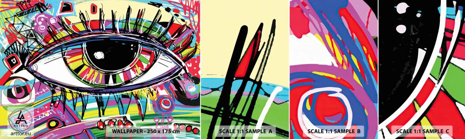 Fotótapéta Minta Öntapadós Deluxe Sticker - Színes szem - színes lélek - Absztrakció, Szem, Grafika - 100x30 cm