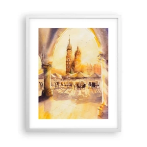 Poszter fekete keretben - Napkelte a krakkói piactér felett - 40x50 cm