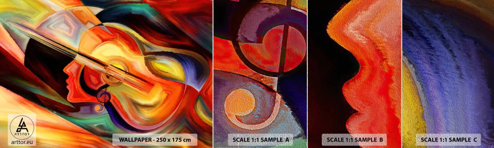 Fotótapéta Minta Premium Sand - Minden stimmel - Absztrakció, Női Arc, Hegedű - 100x30 cm