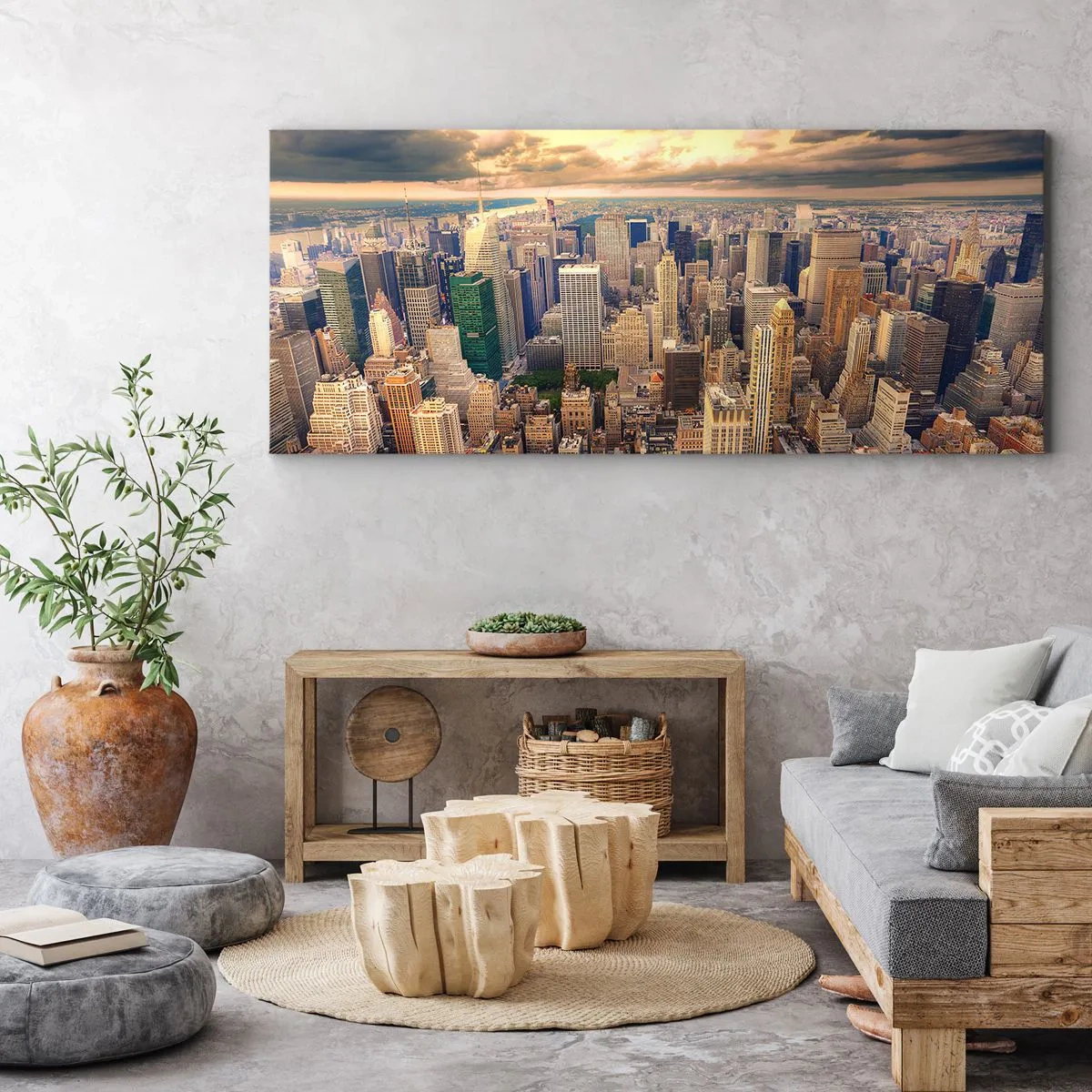 Vászonkép - Aranyozott metropolisz - 100x40 cm