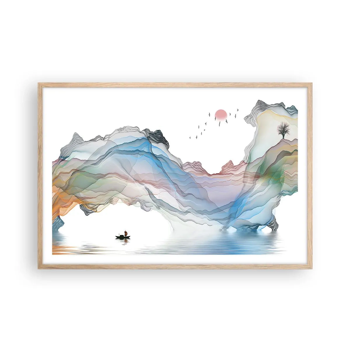 Poszter világos tölgy keretben - A kristály hegyek felé - 91x61 cm
