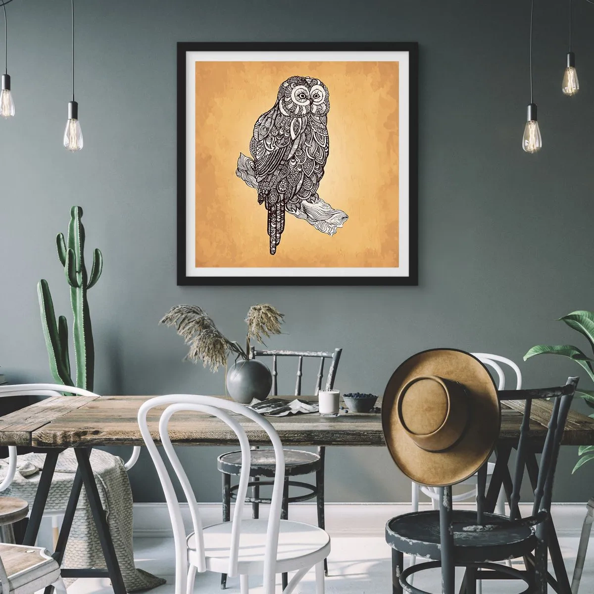 Poszter fehér keretben - A bölcsesség bonyolult díszei - 60x60 cm