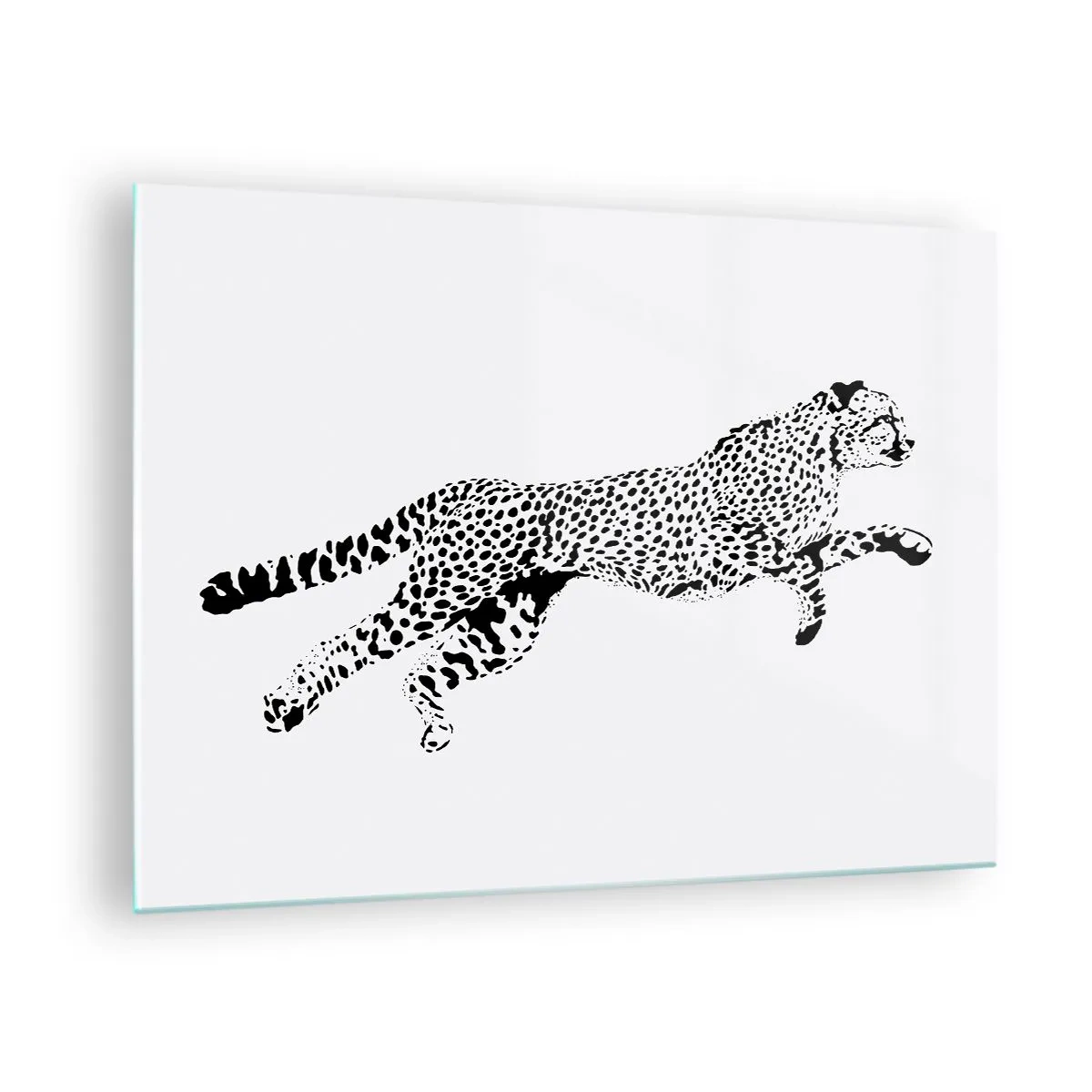 Üveg kép - Ugró gepárd illusztrációja - 70x50cm - A leggyorsabb a Földön - Modern fali dekoráció nappalihoz és hálószobához ARTTOR