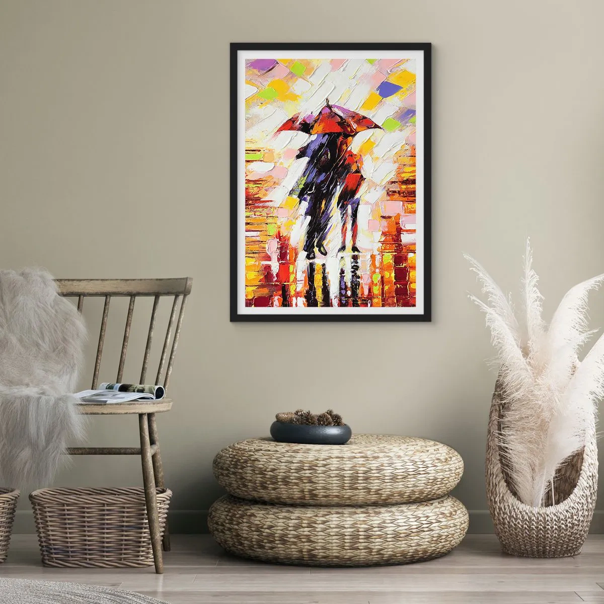 Poszter fehér keretben - Együtt az éjszakában és az esőben - 70x100 cm