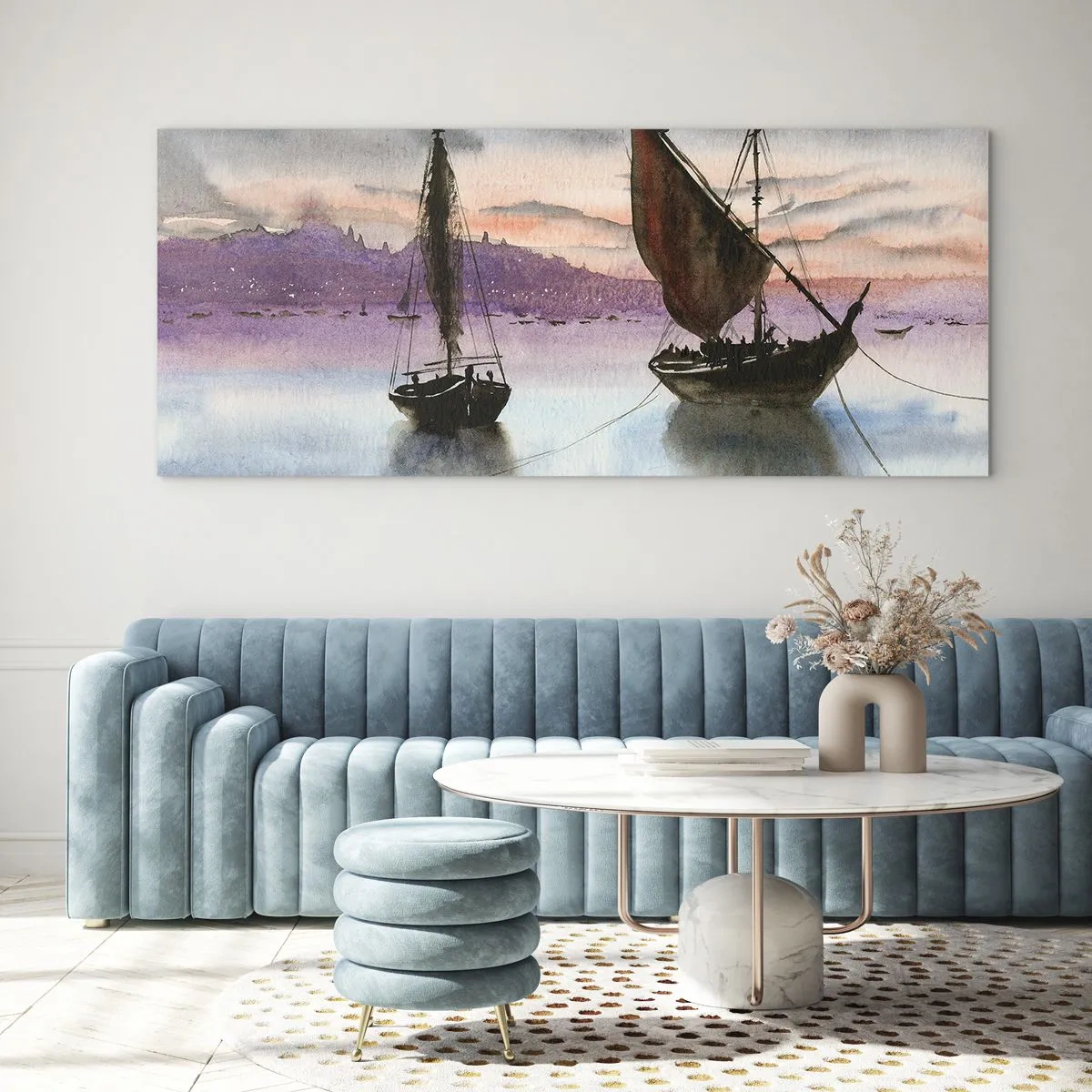 Üveg kép - Este a kikötőben - 100x40 cm