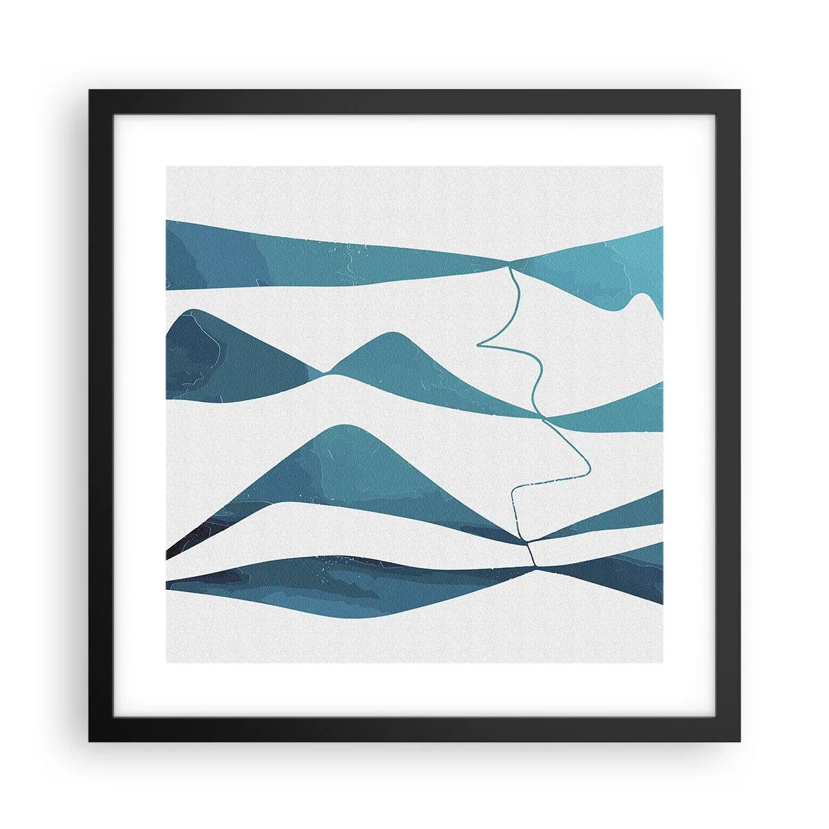 Poszter fehér keretben - Absztrakció: egy türkizkék összetétel - 40x40 cm