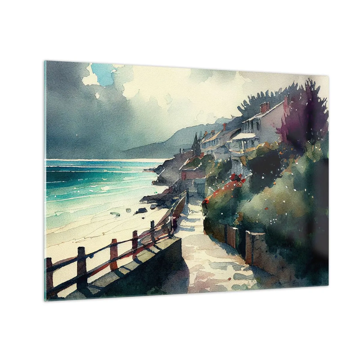 Üveg kép - Mediterrán város - 70x50 cm