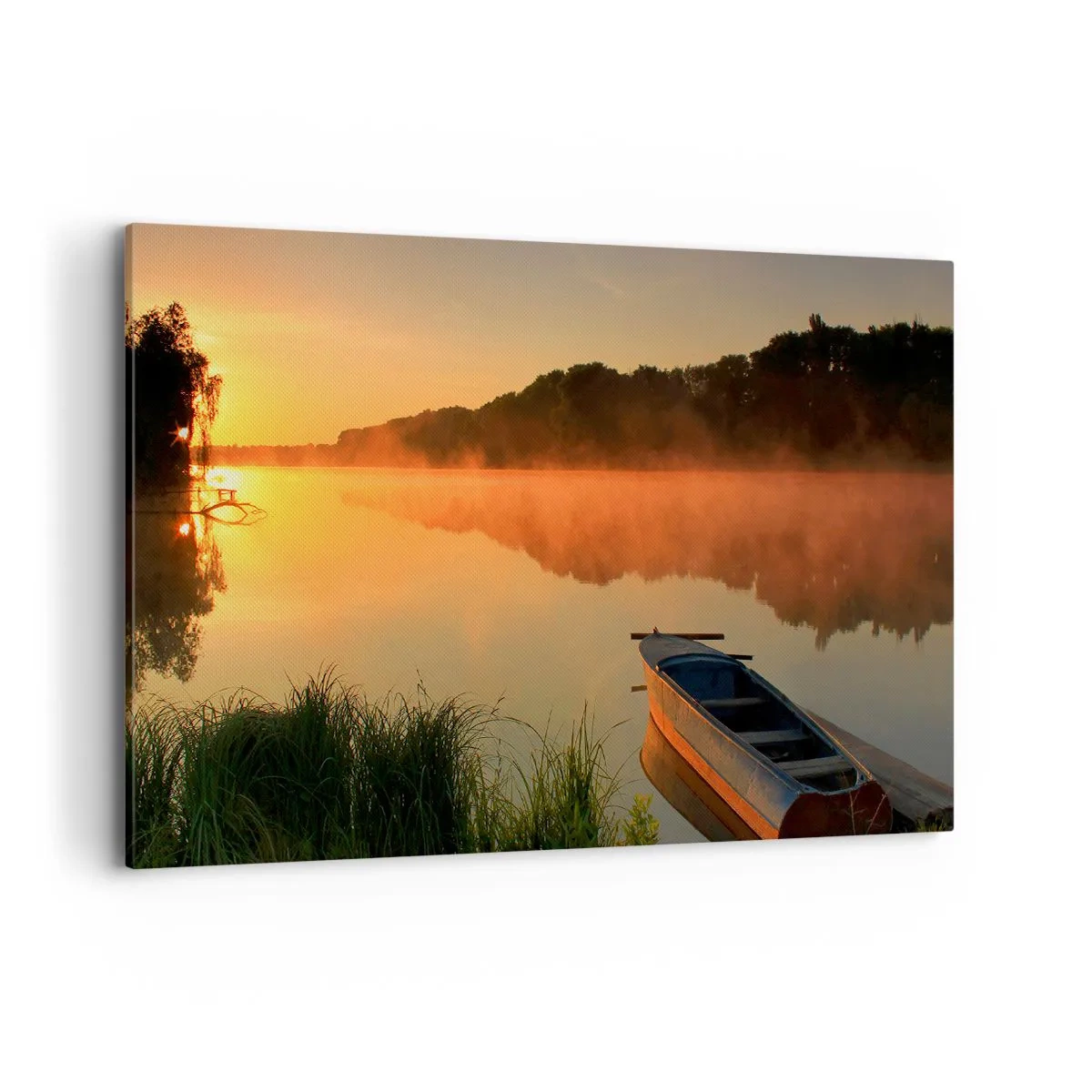 Vászonkép - Napkelte a víz felett, mint egy tükör - 120x80 cm
