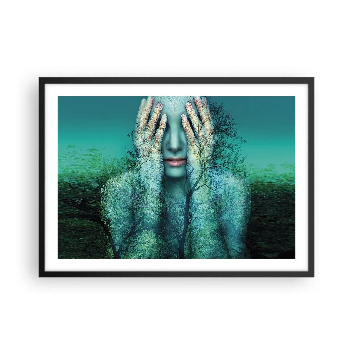 Poszter fehér keretben - Kékbe merítve - 70x50 cm