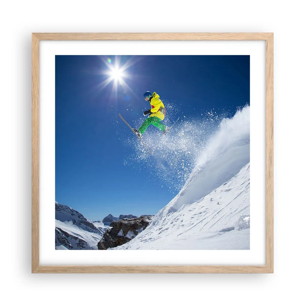 Poszter világos tölgy keretben - Tánc a hegyekkel - 50x50 cm