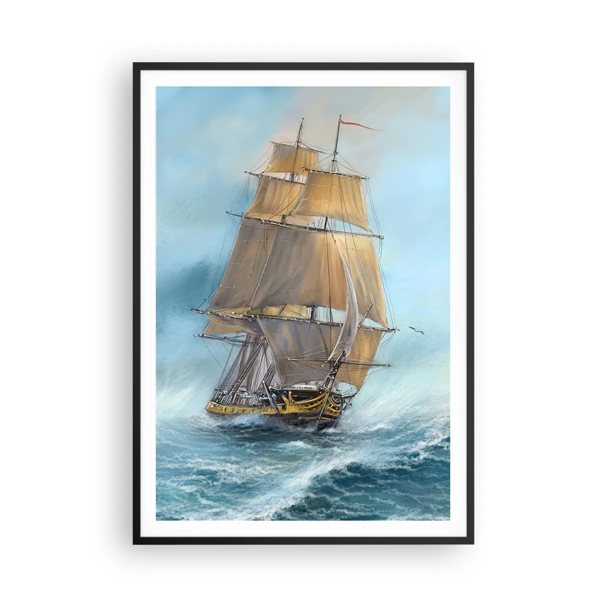 Poszter fehér keretben - A hullámok hullámzása - 70x100 cm