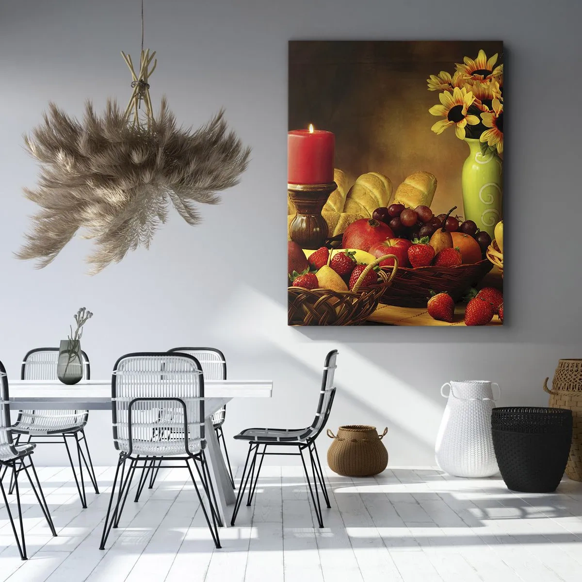 Vászonkép - Csendélet kenyérrel és gyümölccsel - 50x70 cm