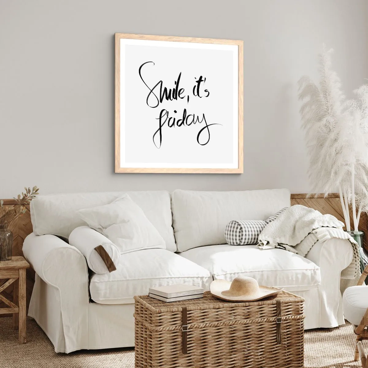 Poszter világos tölgy keretben - Igazi öröm - 30x30 cm