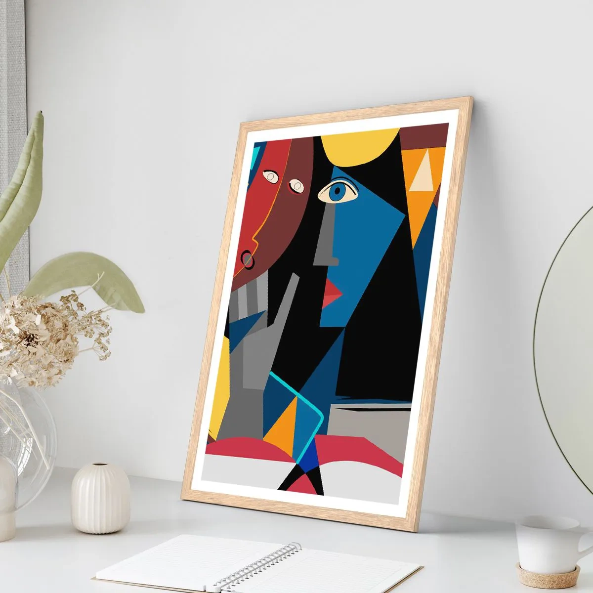 Poszter világos tölgy keretben - Kubisták beszélgetése - 30x40 cm