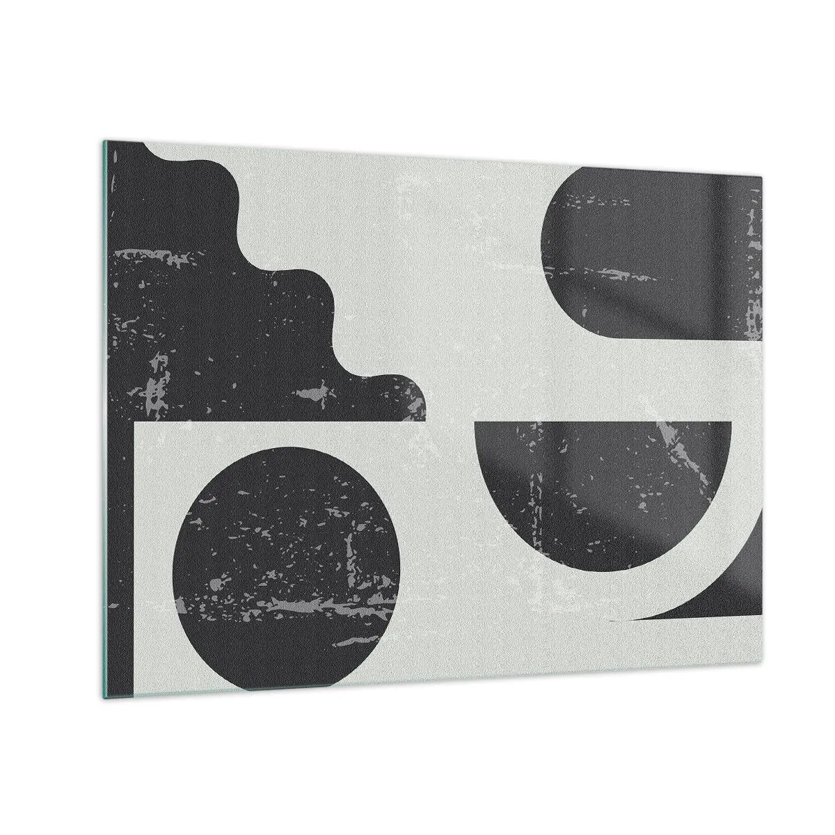 Üveg kép - Absztrakt geometrikus grafika horzsolásokkal - 70x50cm - Kompozíció fent és lent - Modern fali dekoráció nappalihoz és hálószobához ARTTOR