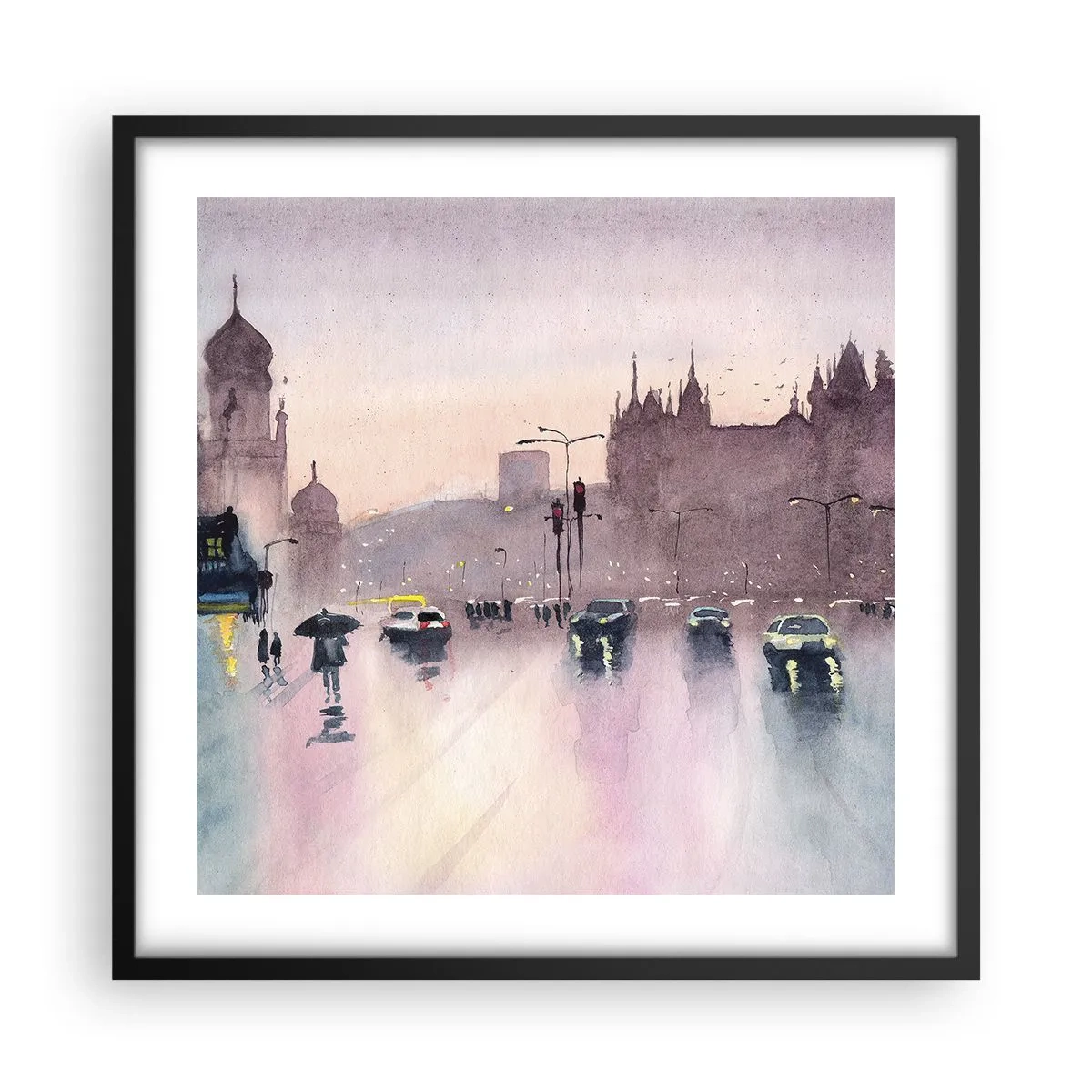 Poszter fehér keretben - Az esős ködben - 50x50 cm