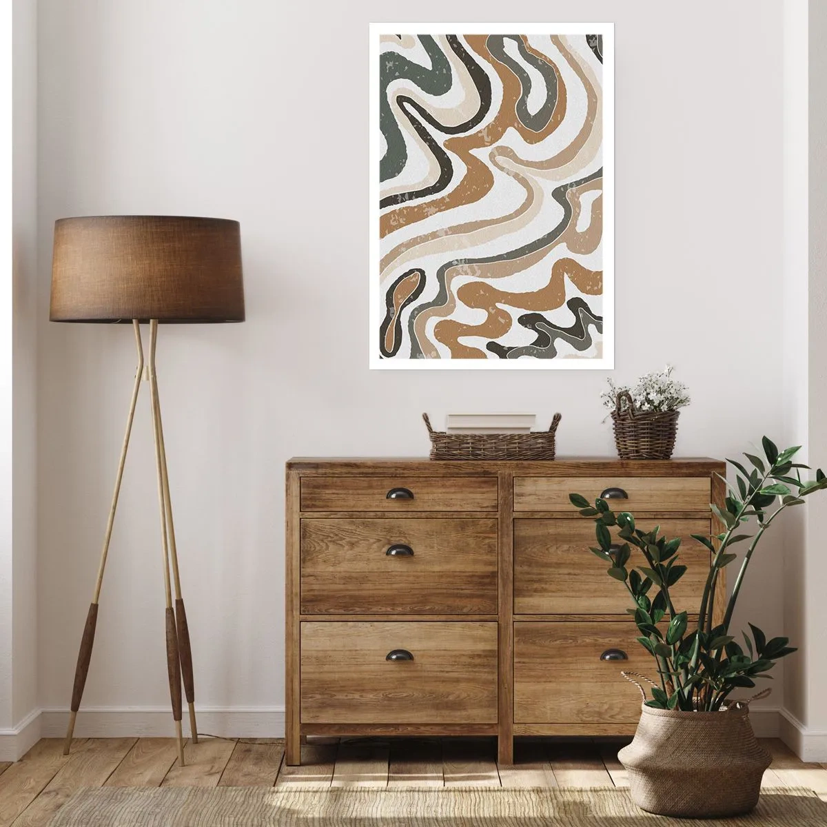 Poszter - Földszínű színek kanyarulatai - 70x100 cm