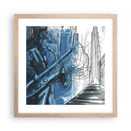 Poszter világos tölgy keretben - Városi rapszódia - 40x40 cm
