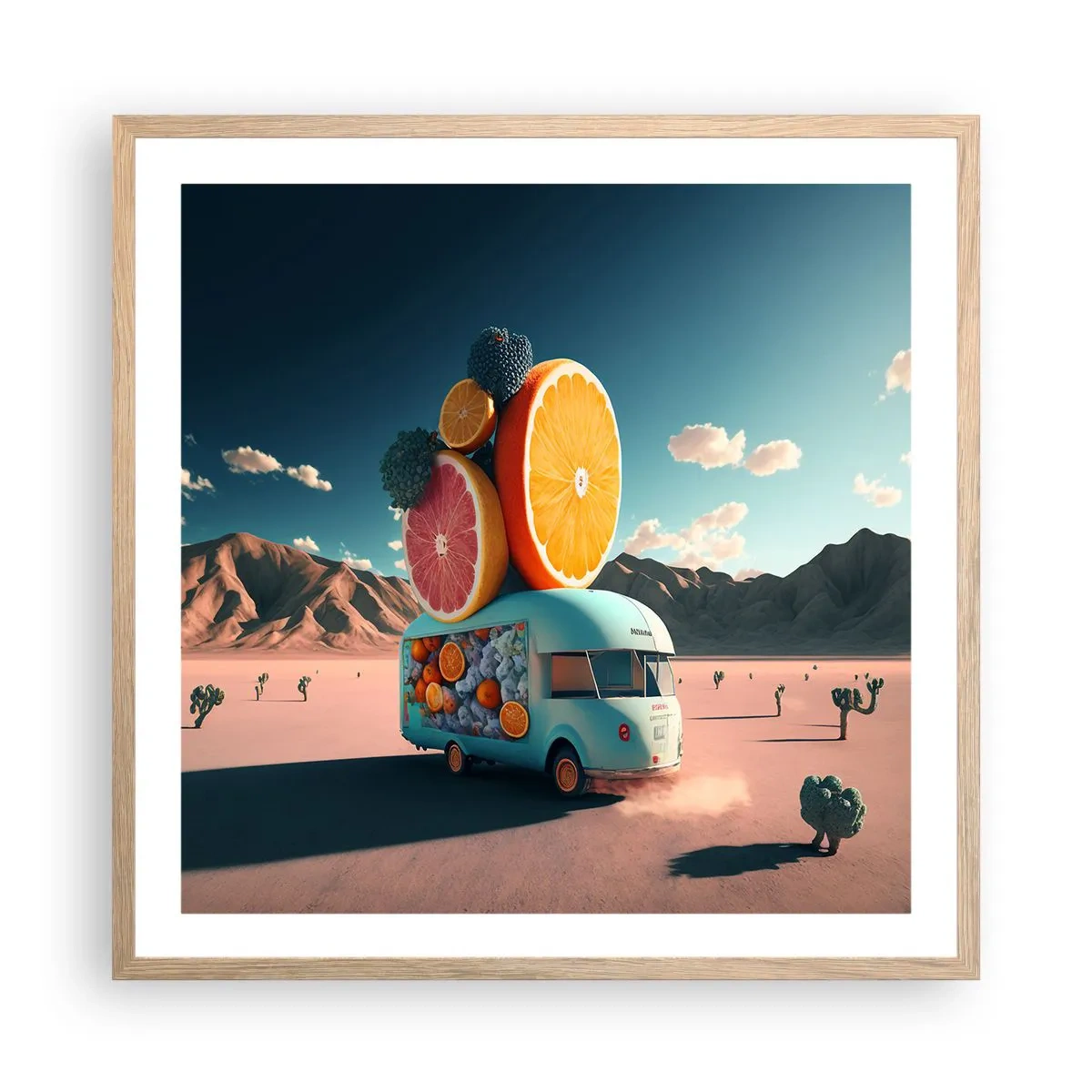 Poszter világos tölgy keretben - A nyaralás íze - 60x60 cm