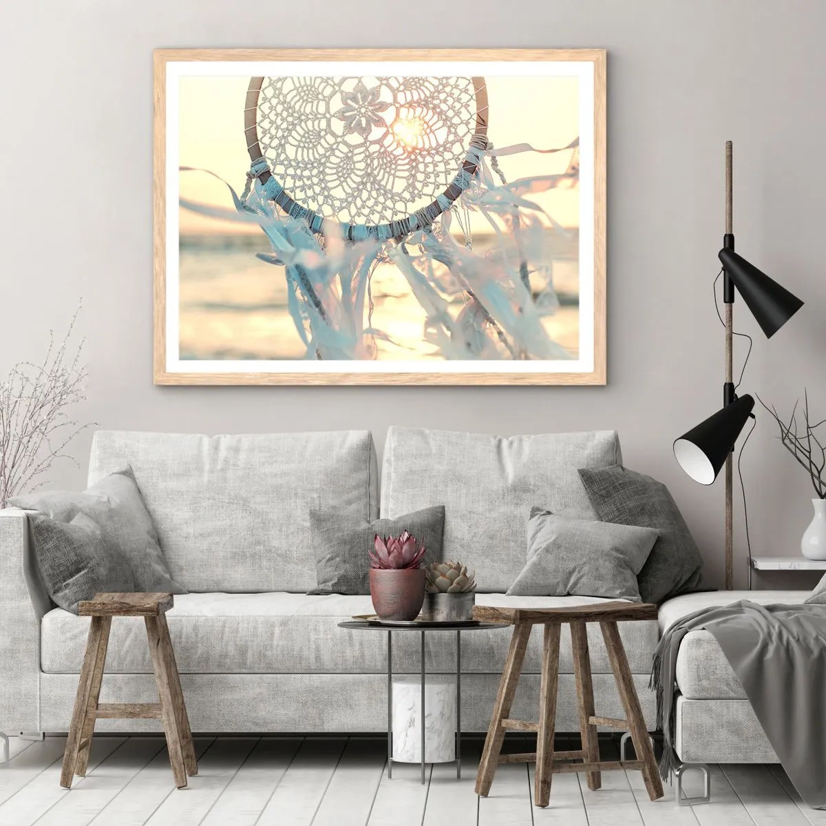 Poszter világos tölgy keretben - Csipkés totem - 50x40 cm