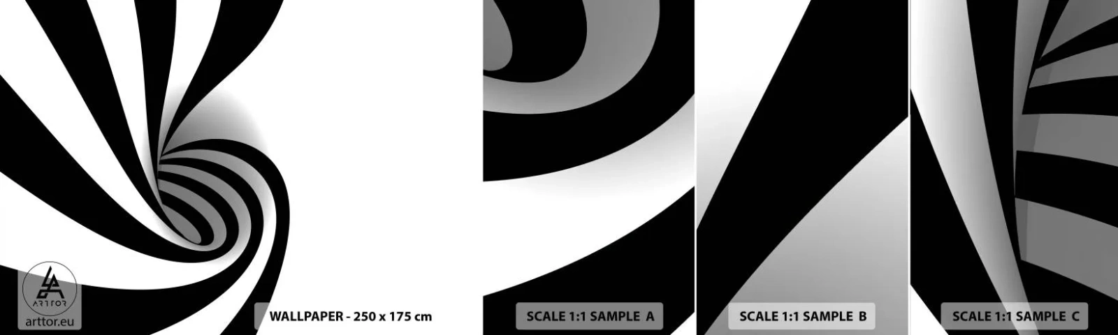 Fotótapéta Minta Standard Eco - És mégis forog - Absztrakció, Grafika, Fekete és fehér - 100x30 cm