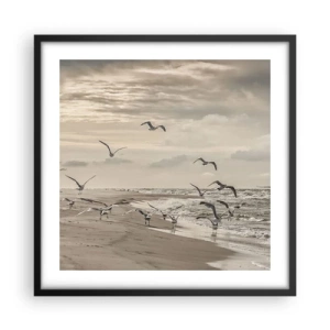 Poszter fehér keretben - A tenger hangja, a madarak éneke - 50x50 cm