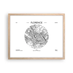Poszter világos tölgy keretben - Firenze anatómiája - 50x40 cm