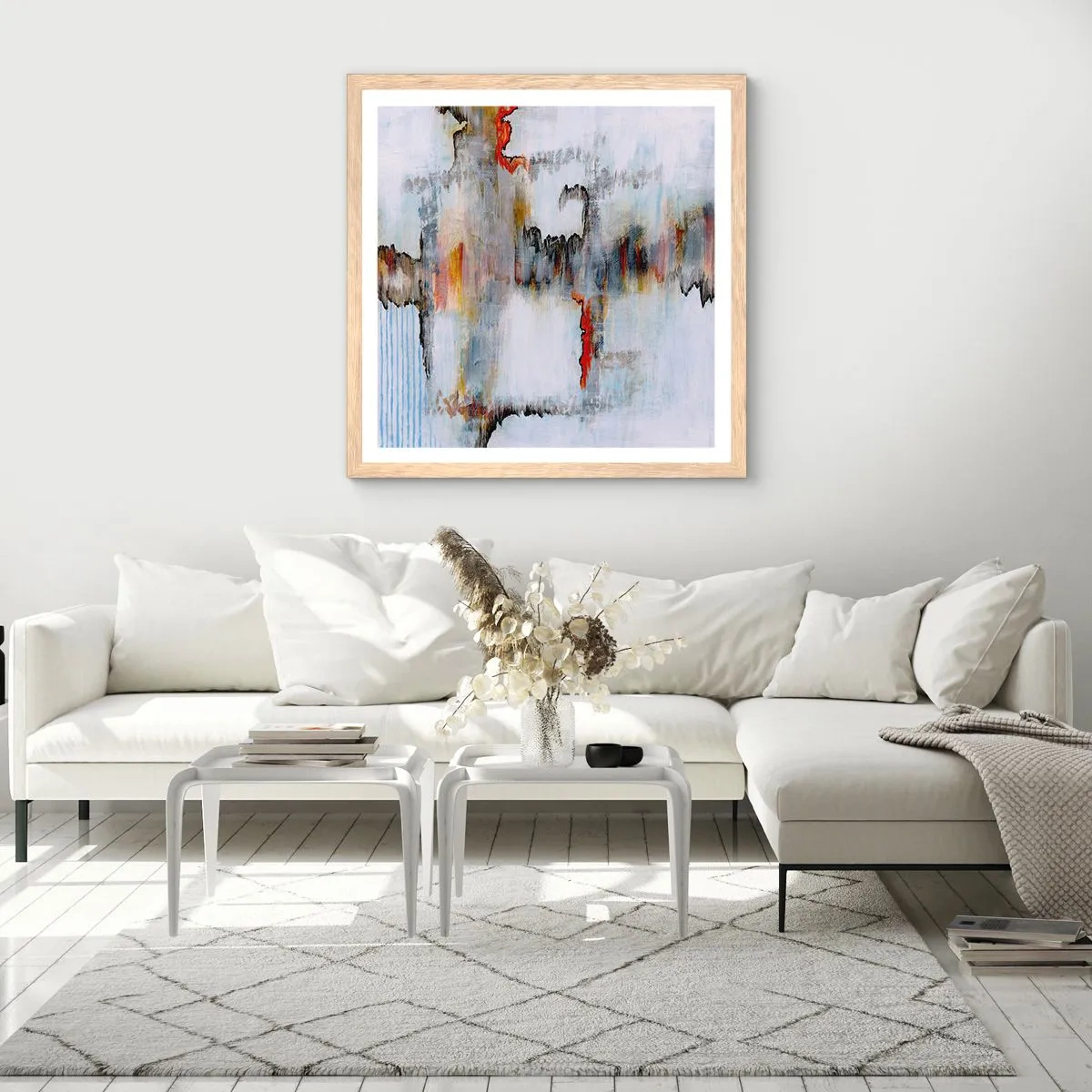 Poszter világos tölgy keretben - Egy bottal a vízen - 60x60 cm