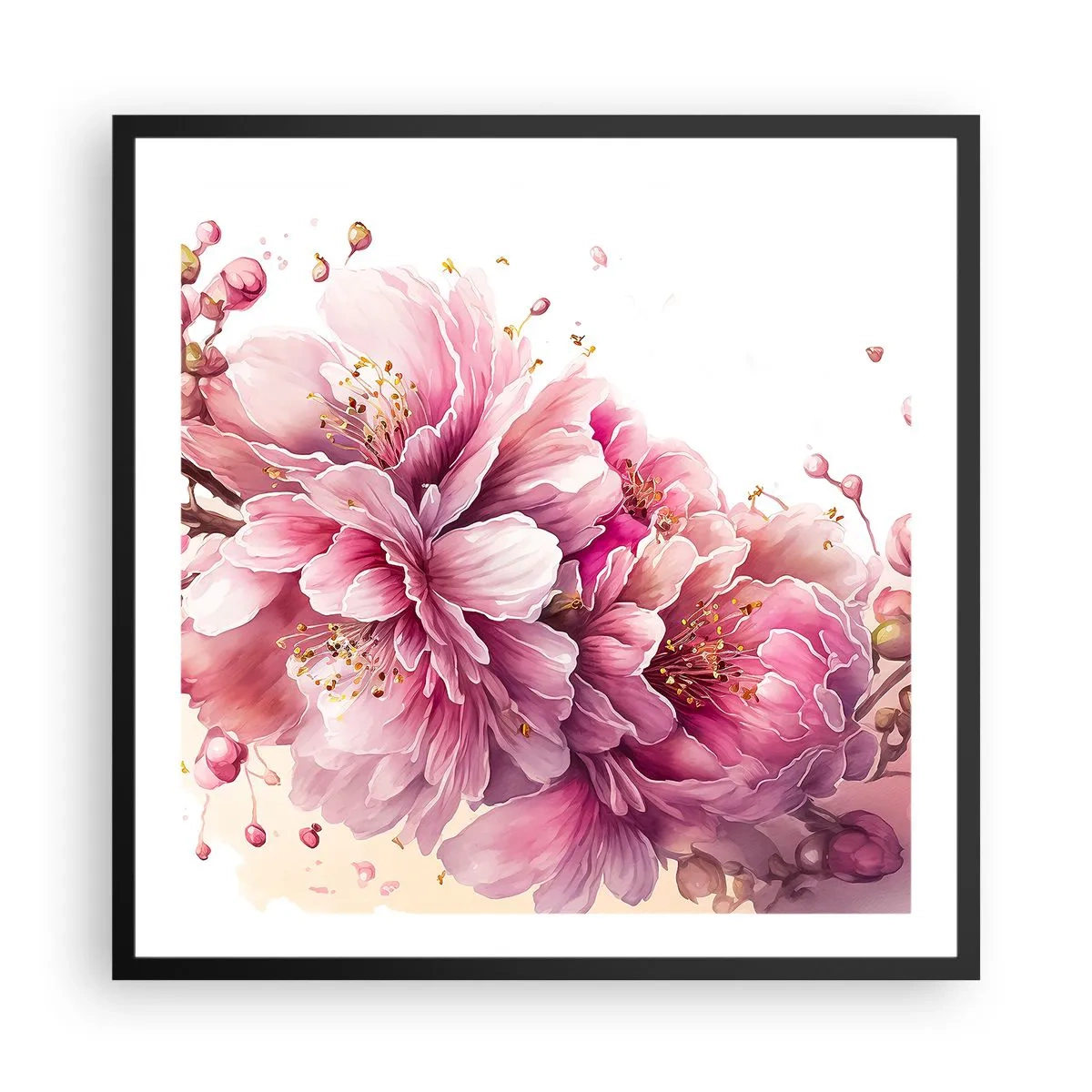 Poszter fehér keretben - Cseresznyevirág - 60x60 cm