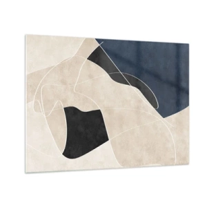 Üveg kép - Modern absztrakció kontrasztos formákkal és vonalakkal - 70x50cm - Absztrakt kompozíció - az árnyalatok kontrasztja - Modern fali dekoráció nappalihoz és hálószobához ARTTOR