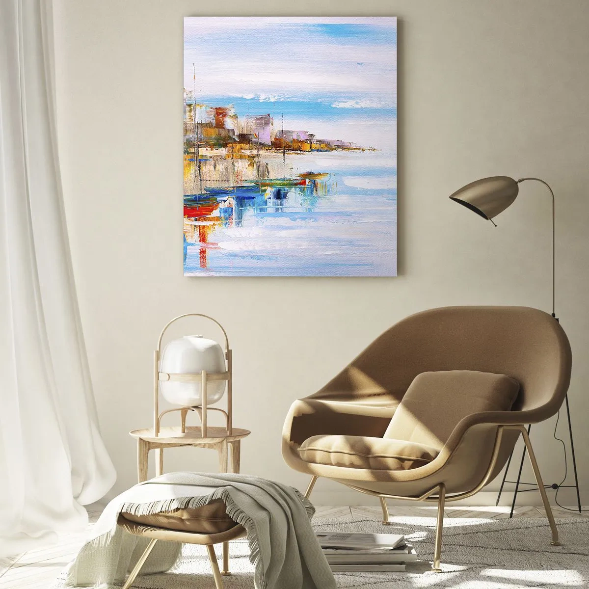 Üveg kép - Sokszínű városi kikötő - 50x70 cm