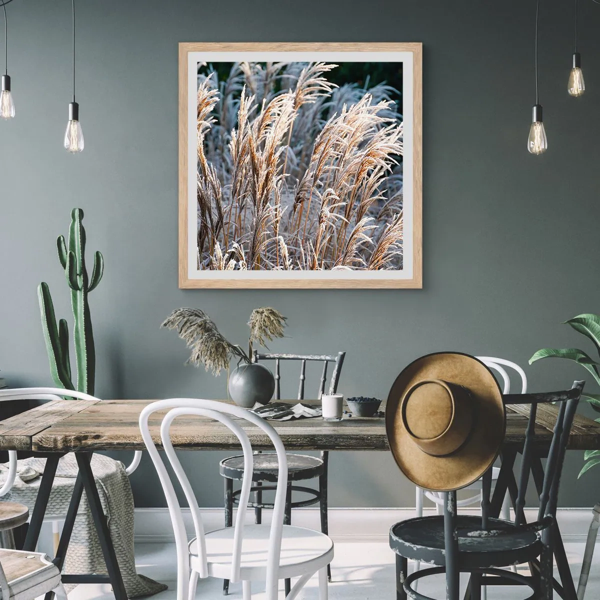 Poszter világos tölgy keretben - Zúzmarába öltözött - 60x60 cm