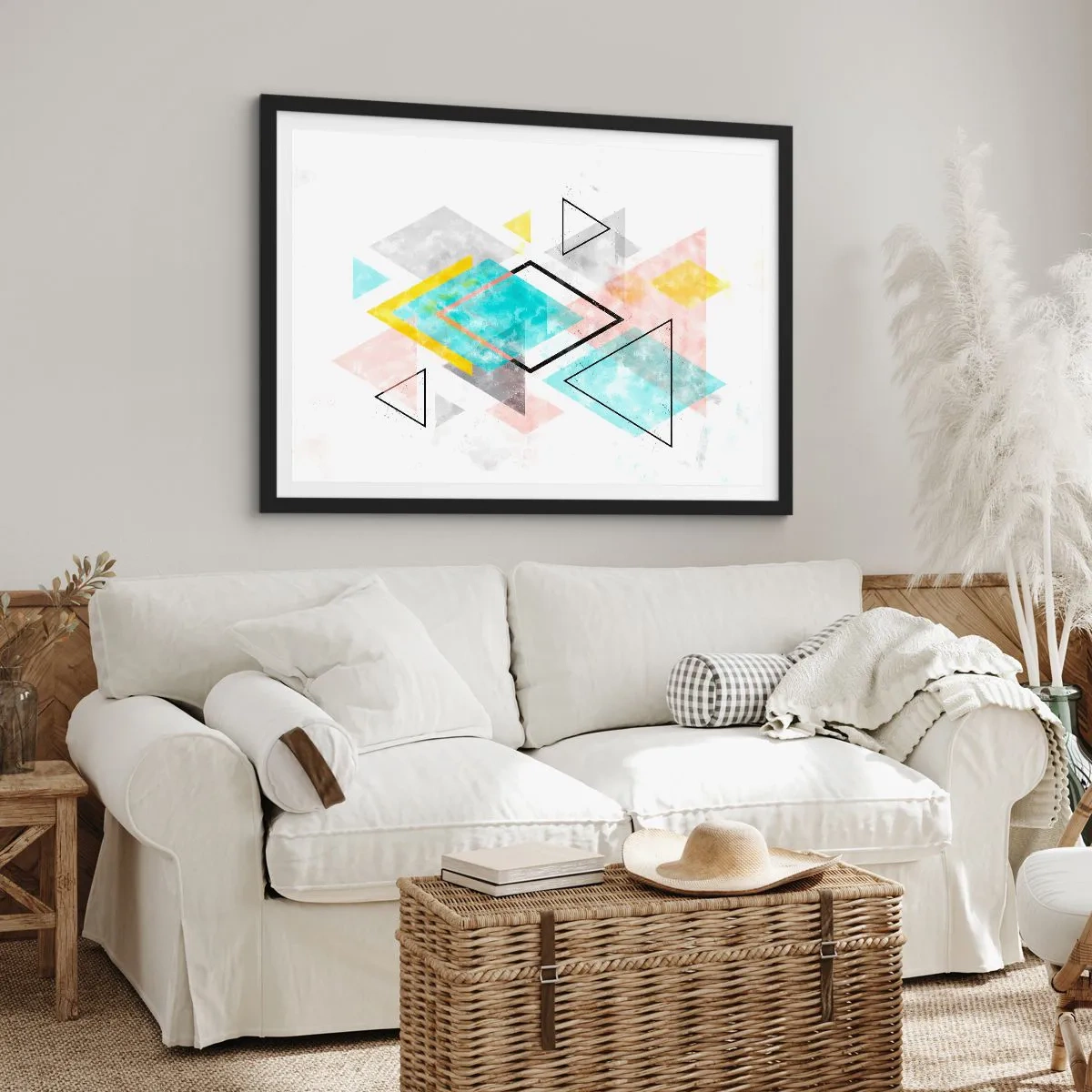 Poszter fehér keretben - Geometriai játék - 70x50 cm