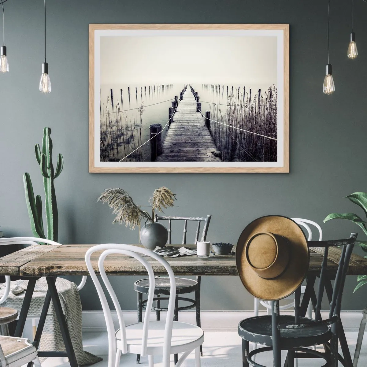 Poszter világos tölgy keretben - Merülj el a békében - 91x61 cm