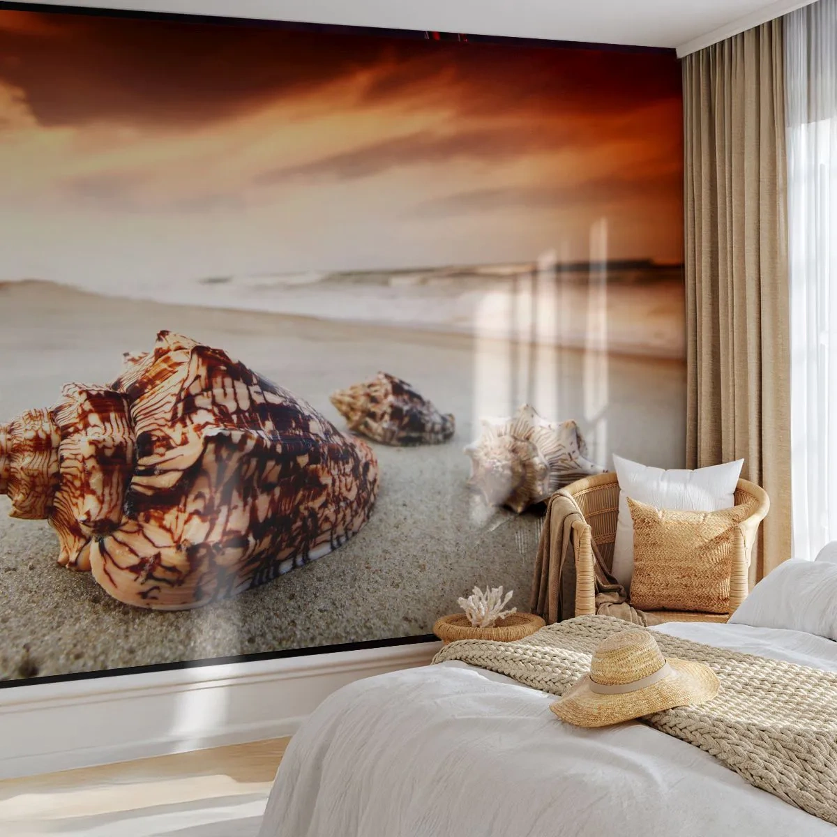 Fotótapéta Premium Sand - A hullámok kitaszítottjai - Tájkép, Tenger, Tengeri kagyló - 100x70 cm