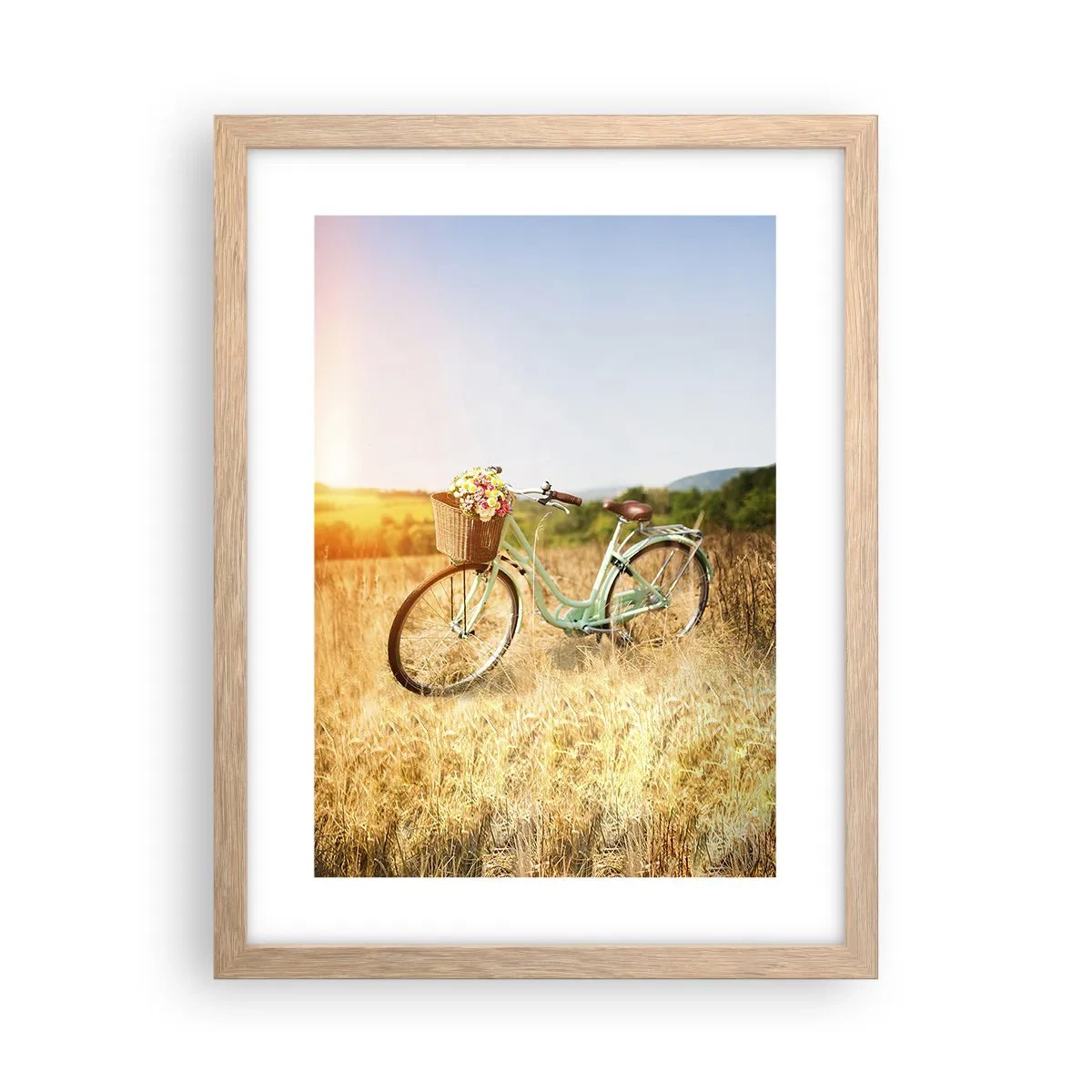 Poszter világos tölgy keretben - Itt maradok egy darabig - 30x40 cm