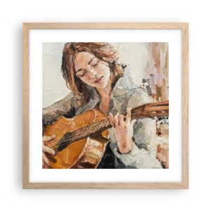 Poszter világos tölgy keretben - Koncert gitárra és egy lány szívére - 40x40 cm