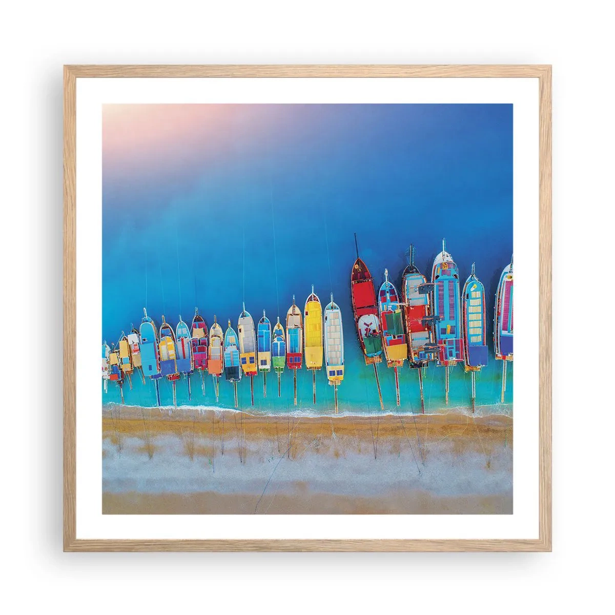 Poszter világos tölgy keretben - Madártávlatból - 60x60 cm