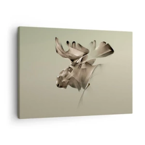 Vászonkép - Egy jávorszarvas absztrakt képe minimalista háttérrel - 70x50cm - A béke szelíd ereje - Modern fali dekoráció nappalihoz és hálószobához ARTTOR