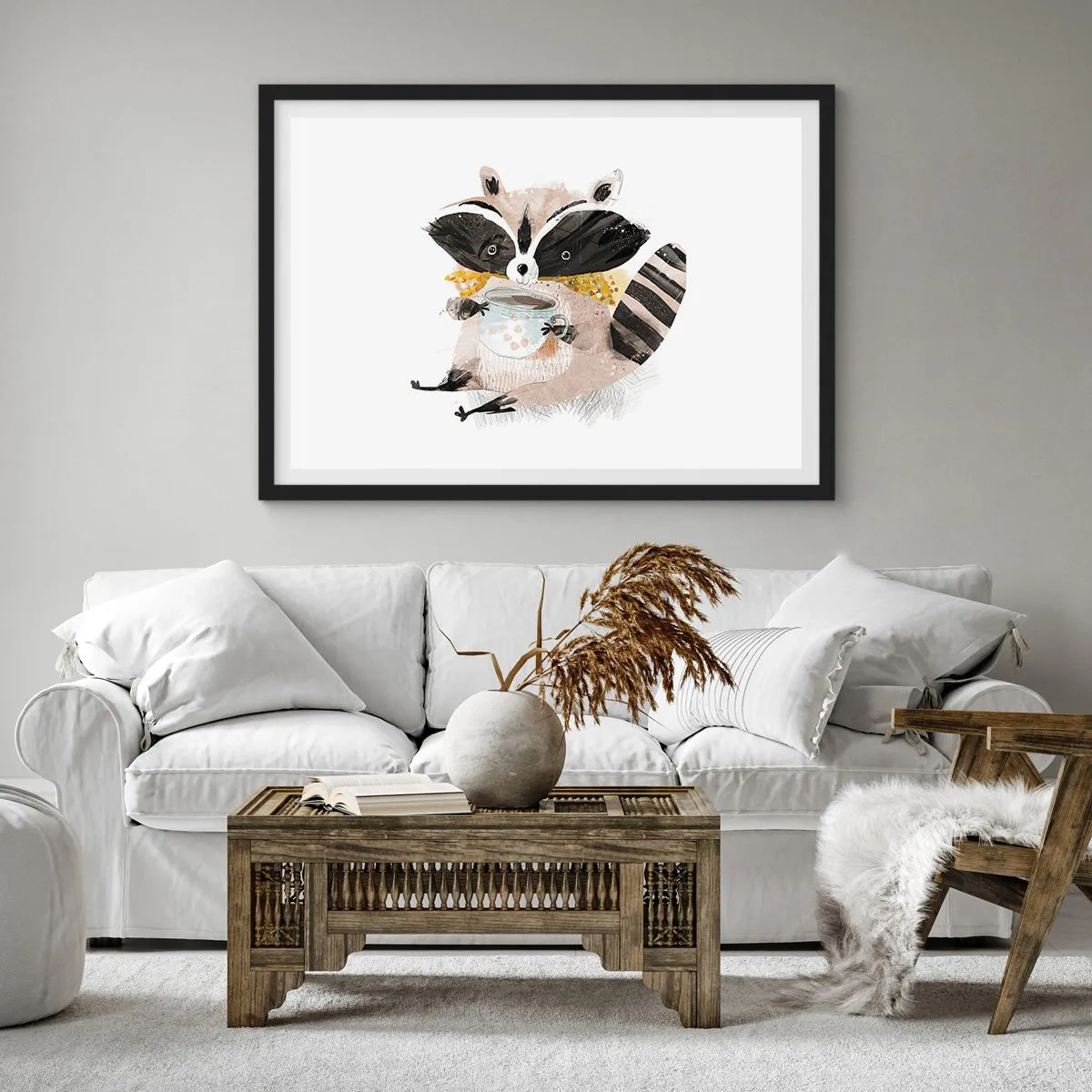 Poszter fehér keretben - A barátom a mosómedve - 100x70 cm