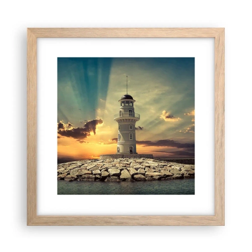 Poszter világos tölgy keretben - Fény - Jóság - Szépség - 30x30 cm