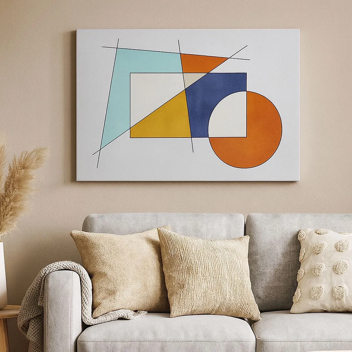 Vászonkép - Geometrikus formák és színek modernista kompozíciója - 70x50cm - Absztrakció: modernista szórakozás - Modern fali dekoráció nappalihoz és hálószobához ARTTOR