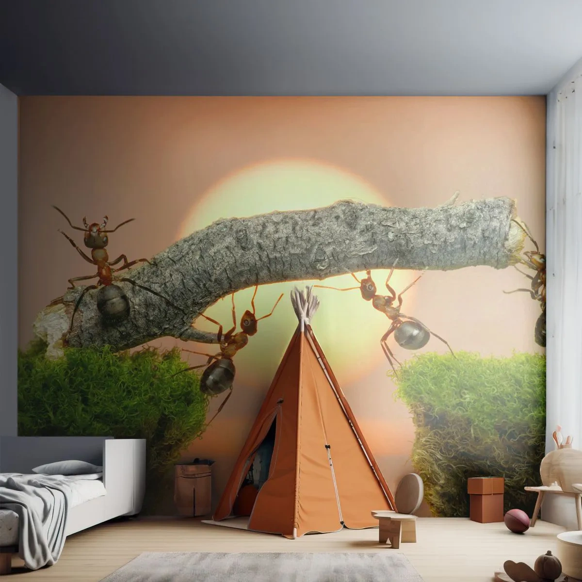 Egyedi tapéta Premium Canvas - Boldog, közös munka - Természet, Hangyák, Napnyugta