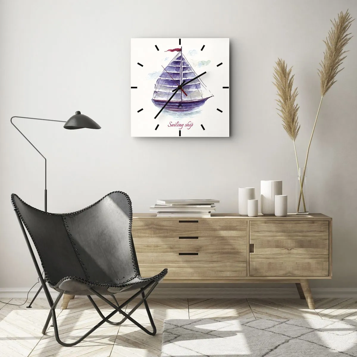 Falióra, Óra - Teli vitorlákat és nyugodt vizet - 40x40 cm