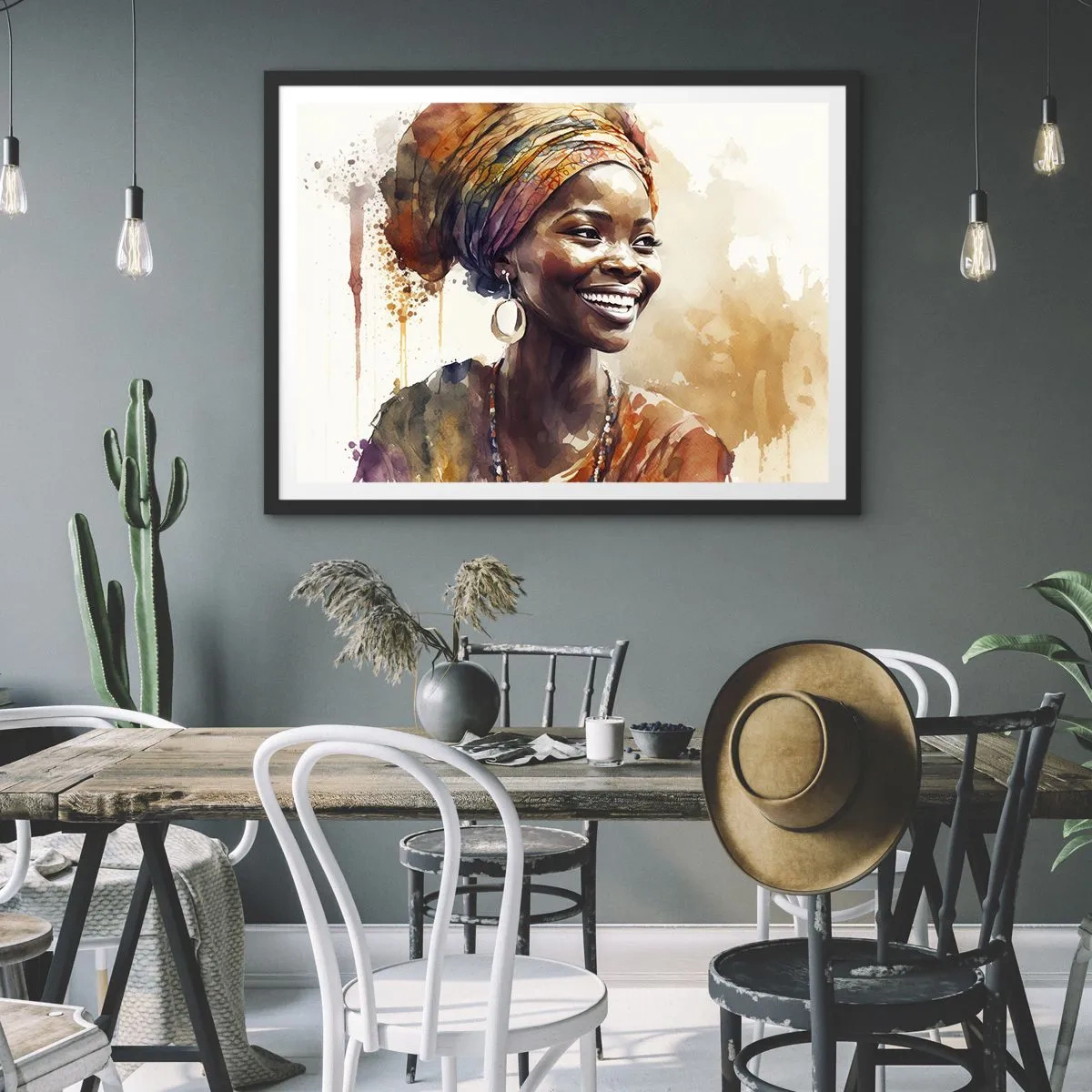 Poszter fehér keretben - Afrikai királynő - 70x50 cm