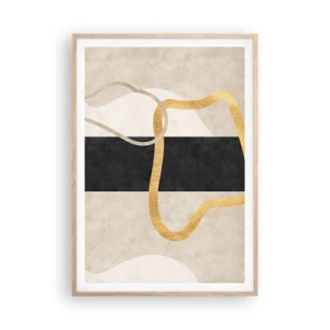 Poszter világos tölgy keretben - Hurkolt formák - 70x100 cm